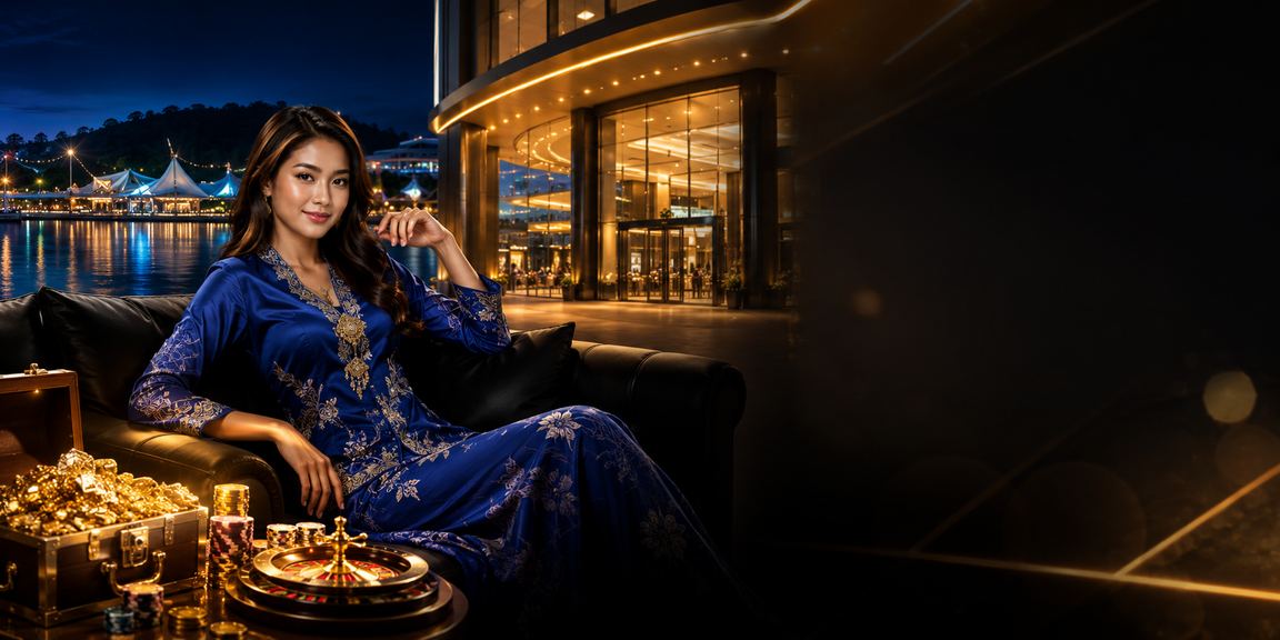 Pengguna Malaysia menikmati aplikasi kasino dalam talian dengan pakaian tradisional baju kurung